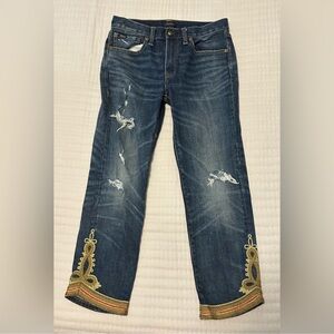 Ralph Lauren Polo The  Waverly Straight Crop jeans embellished size 29